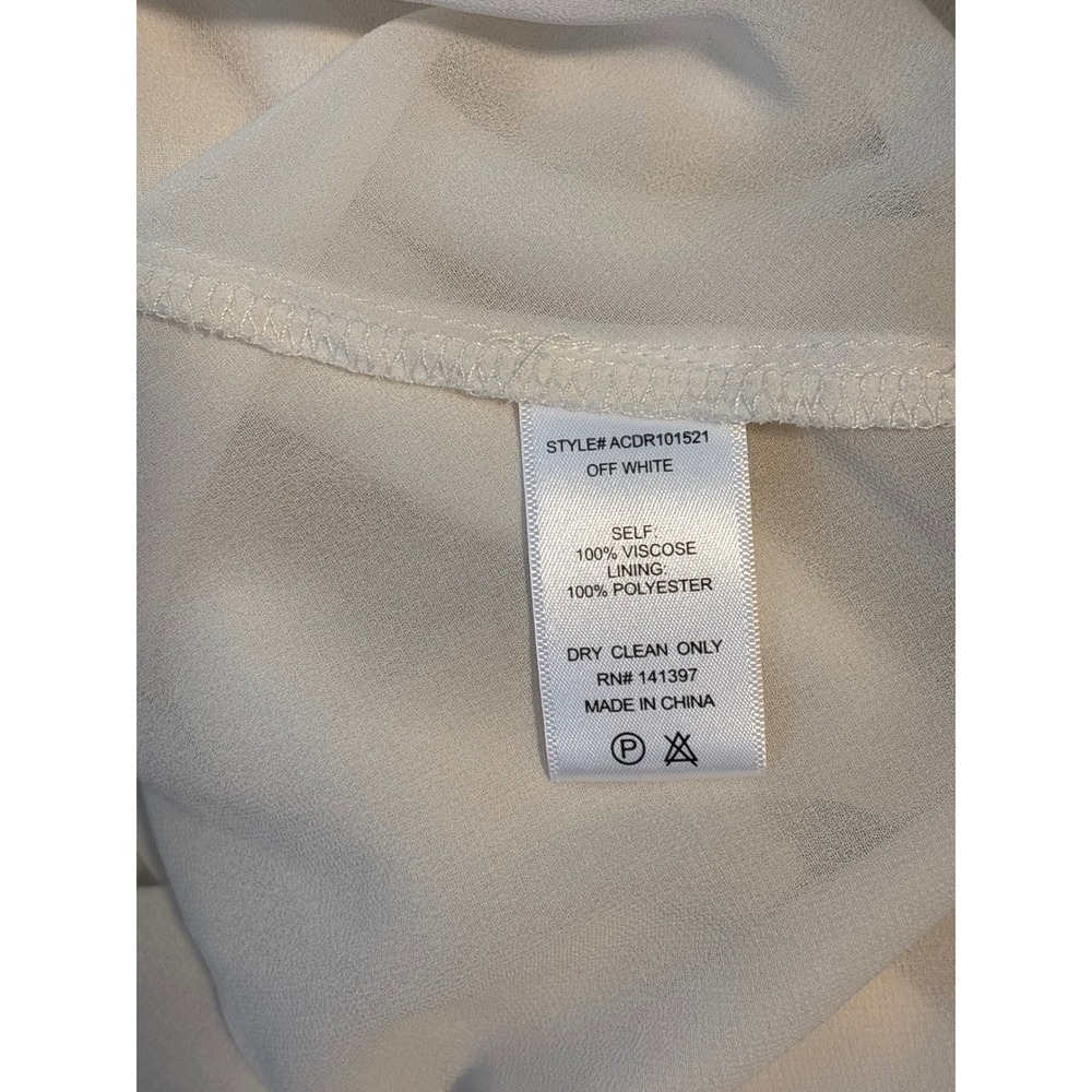 ASTR The Label Cream Smocked Bust Ruffle Satiny Midi Dress Womens Large Bohemian - Picture 7 of 7